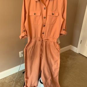 This is a rust color jumpsuit sz Lg American Eagle